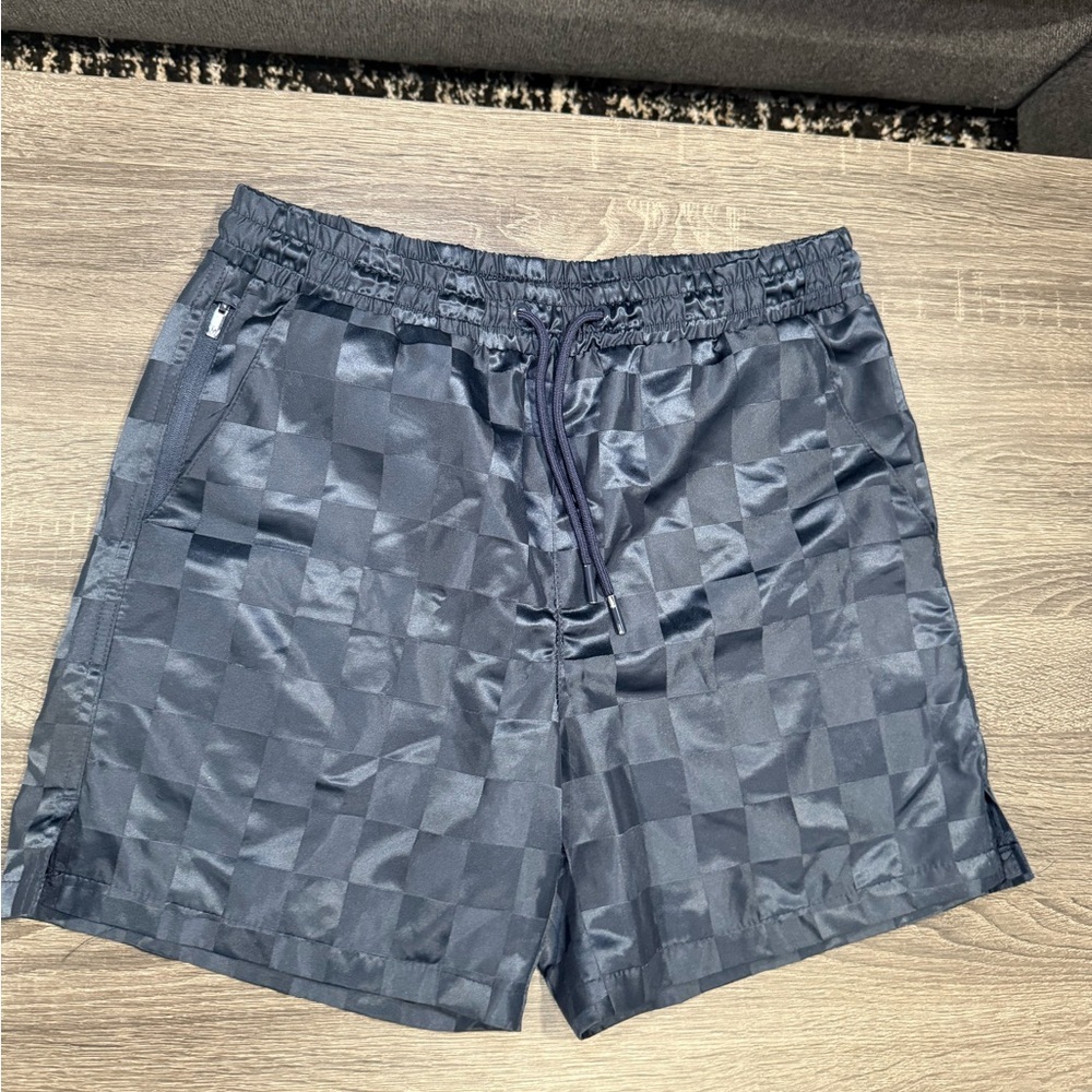 Madison Gray Checkered Men's Swim Shorts - Picture 2 of 9